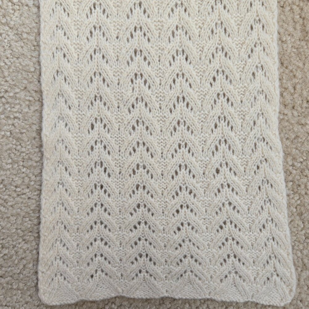Cashmere Pointelle Scarf Ivory - Picture 7 of 12